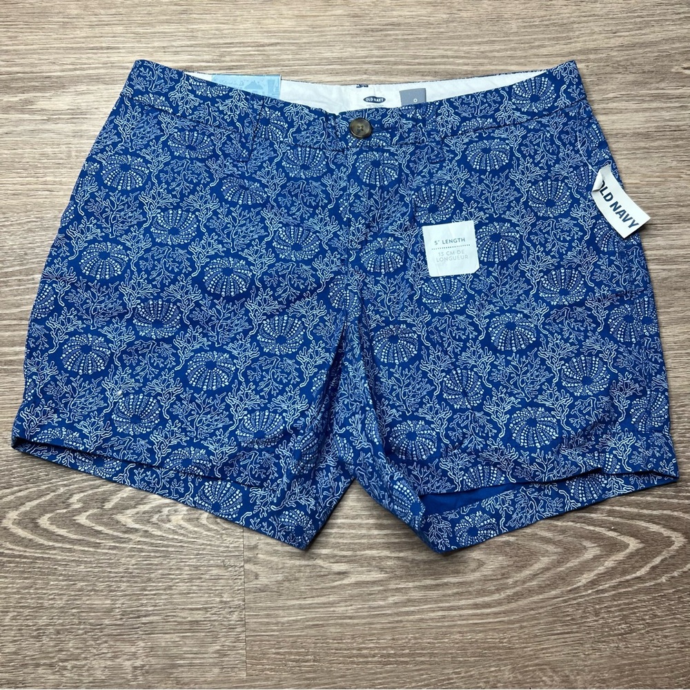 Old Navy Blue Patterned Shorts Sea Coral Lake Summer